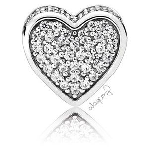 EUC Pandora 796084CZ Sterling Silver ESSENCE Love Heart Charm w/ Clear Zirconia